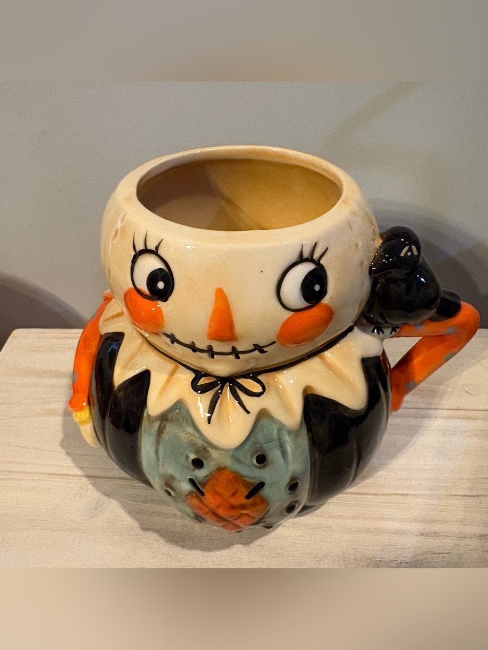 Johanna Parker Hand-Painted Ceramic Scarecrow Mug - Orange & Black